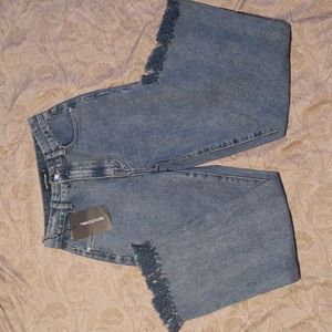 PrettyLittleThing fringe straight leg jeans NWT